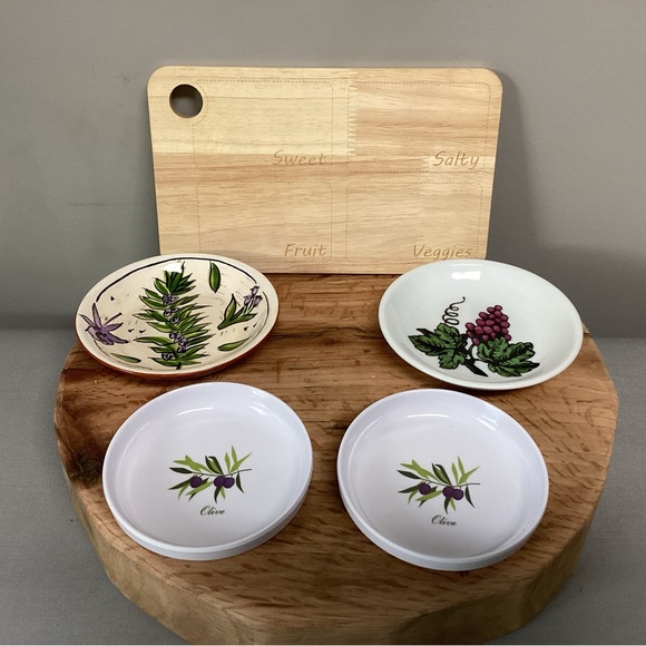 California Pantry Other - 5 Item Bundle - Mini Cheese Board - Ceramic Dishes - Olive Dishes - Like New